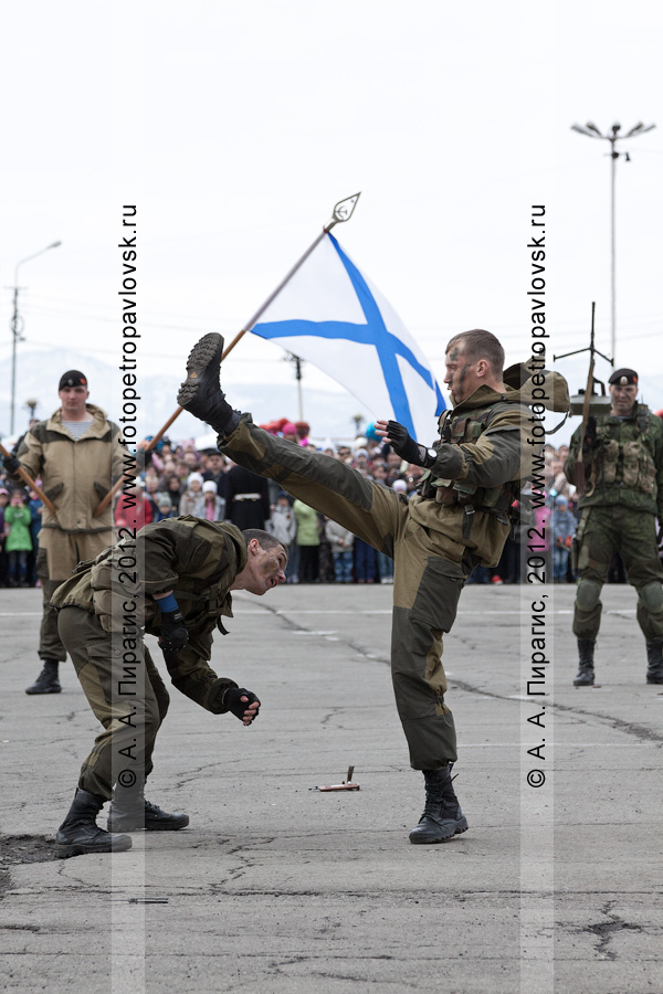 Фотография: рукопашный бой в исполнении военных разведчиков. Показательные выступления российских военных разведчиков 9 Мая, в День Победы