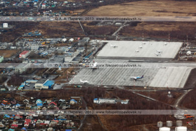 Аэропорт Петропавловск-Камчатский (аэропорт Елизово), вид на аэропорт с высоты птичьего полета