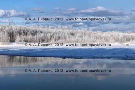Фотографии живописного зимнего вида на реку Камчатку