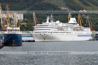 Круизный лайнер Pacific Venus в порту Петропавловска-Камчатского