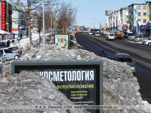 Щитовая реклама на проспекте 50 лет Октября в Петропавловске-Камчатском