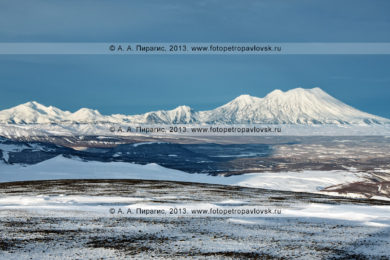Фотография (панорама): Дзензур-Жупановская группа вулканов на полуострове Камчатка